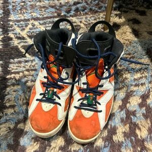 Jordan High-Top Sneakers in Orange and White